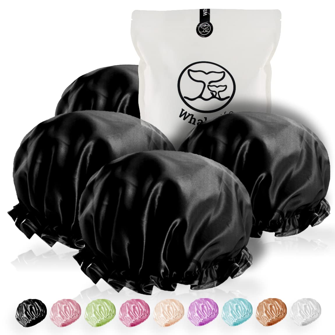 Gorra WhaleLife negra de doble capa protege el cabello durante la ducha.