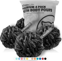 WhaleLife loofah bath sponge in black matte finish for a sleek shower look
