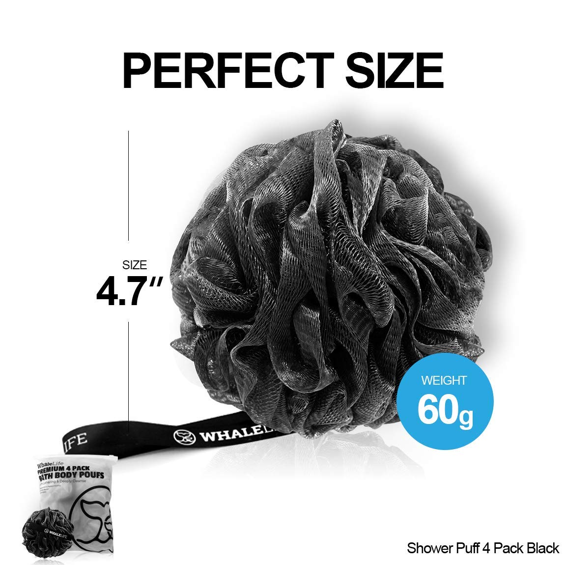 WhaleLife loofah fits modern bathrooms with bold black style