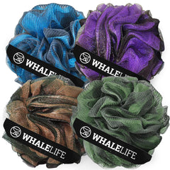 WhaleLife lufa de baño negro mate 4 piezas: exfoliación suave y piel limpia.