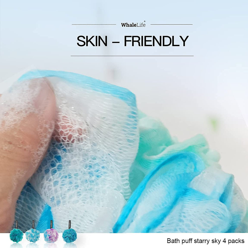 WhaleLife lufa azul con doble puntada, mayor durabilidad en la ducha diaria