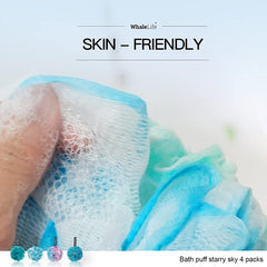 WhaleLife lufa azul con doble puntada, mayor durabilidad en la ducha diaria