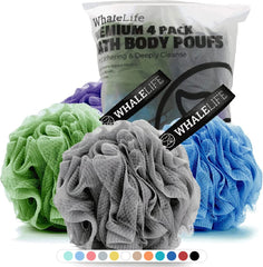 WhaleLife lufa gris para ducha, exfolia suavemente y genera espuma abundante.