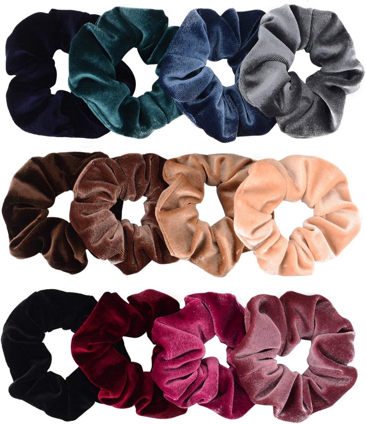Whaline velvet scrunchies with 11 cm outer diameter for gentle, secure hold.