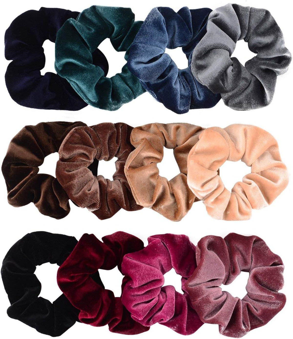 Whaline velvet scrunchies with 11 cm outer diameter for gentle, secure hold.