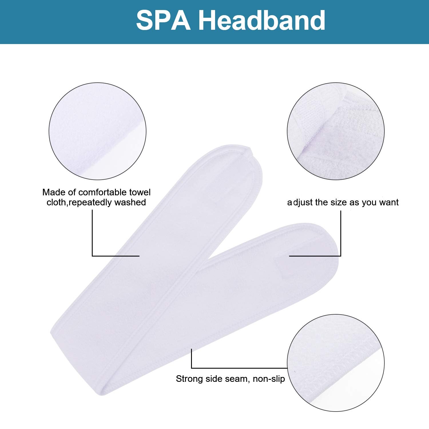 Whaline adjustable makeup headband fits most head sizes comfortably