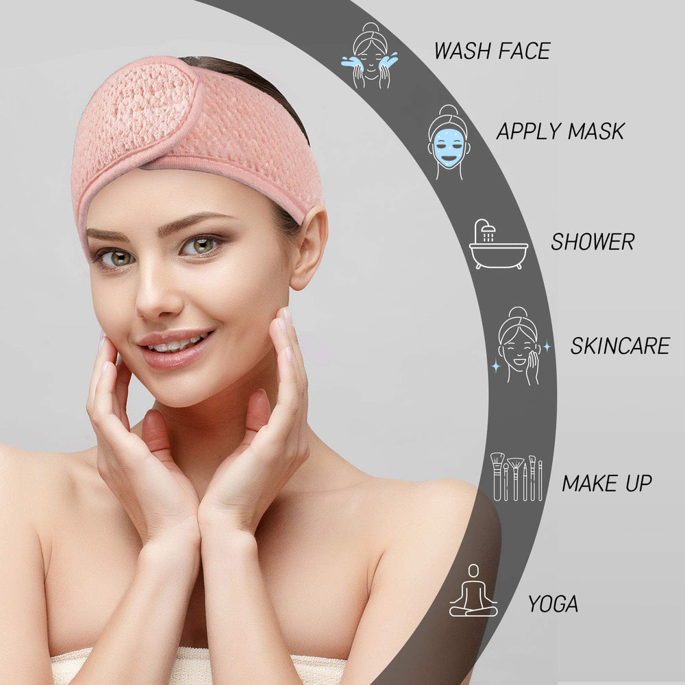 Whaline banda facial spa gris claro, banda ajustable y cómoda para yoga.