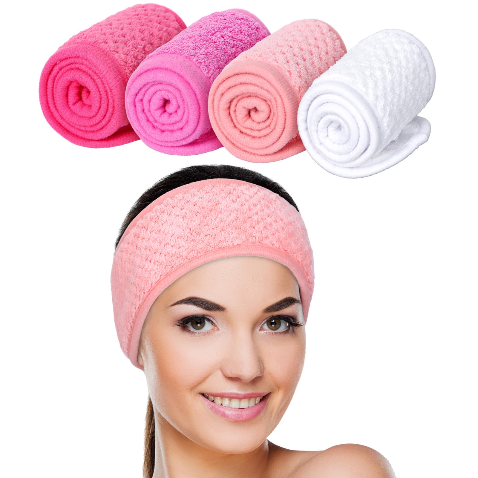 Whaline bandana facial cuatro colores facilita maquillaje y limpieza.