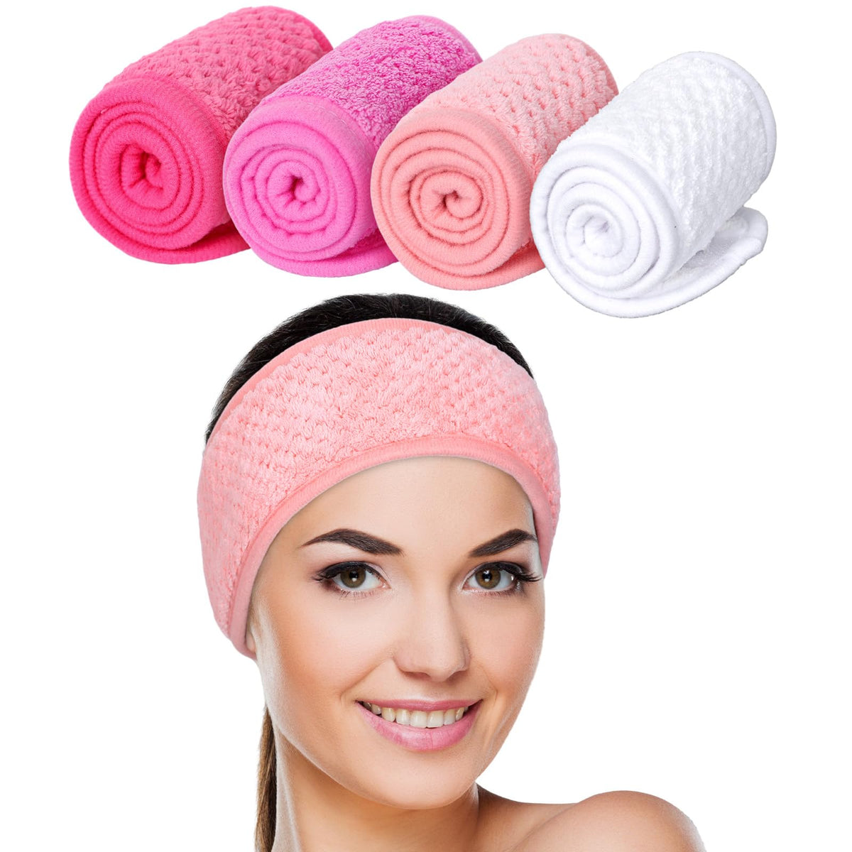 Whaline bandana facial cuatro colores facilita maquillaje y limpieza.