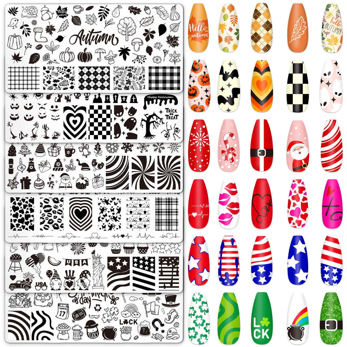 Whaline holiday nail plates collection with Xmas designs for festive manicures
