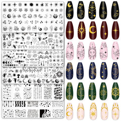 Whaline sun moon star nail plate design delivers crisp patterns for DIY manicures.