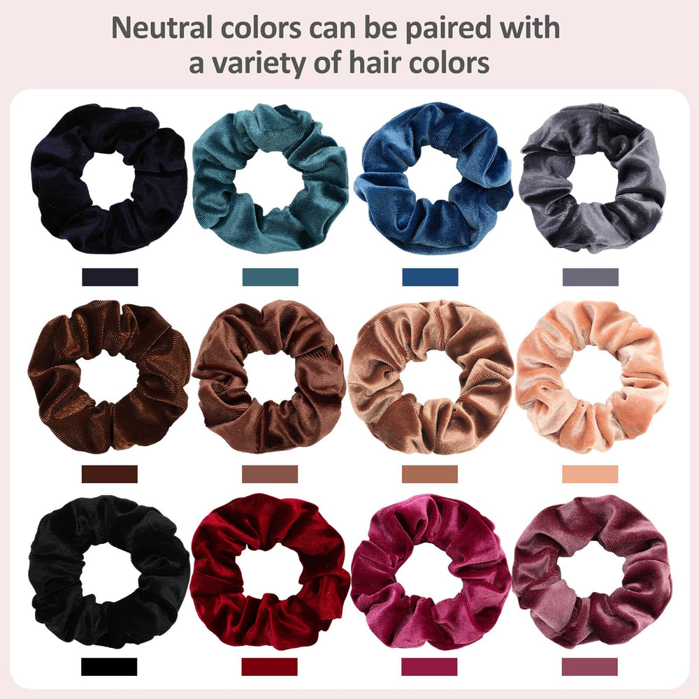 Whaline velvet scrunchies with a durable rubber band for lasting grip.