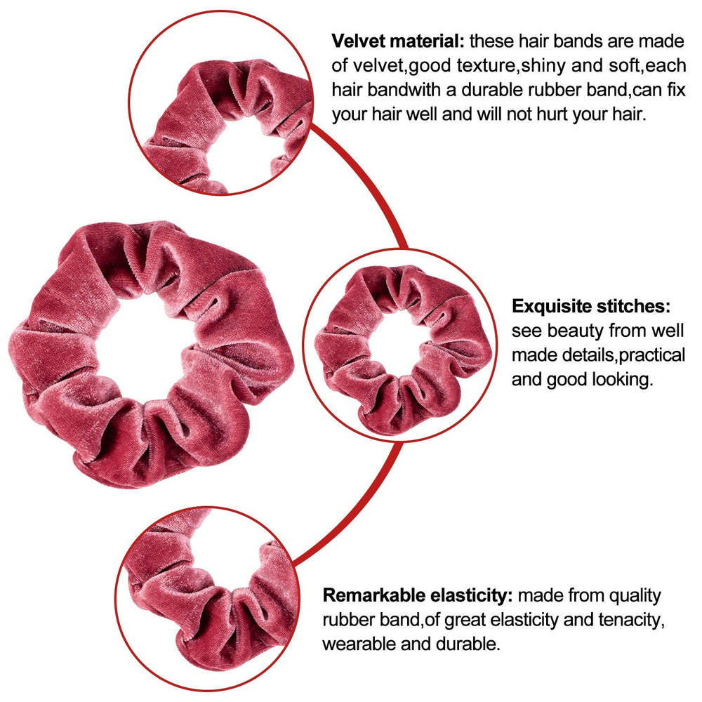 Close-up of Whaline velvet scrunchie texture, pink shade and subtle shine