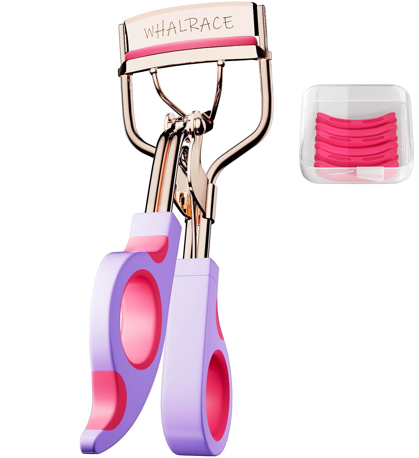 Whalrace eyelash curler rose gold close-up, precise curling for defined lashes