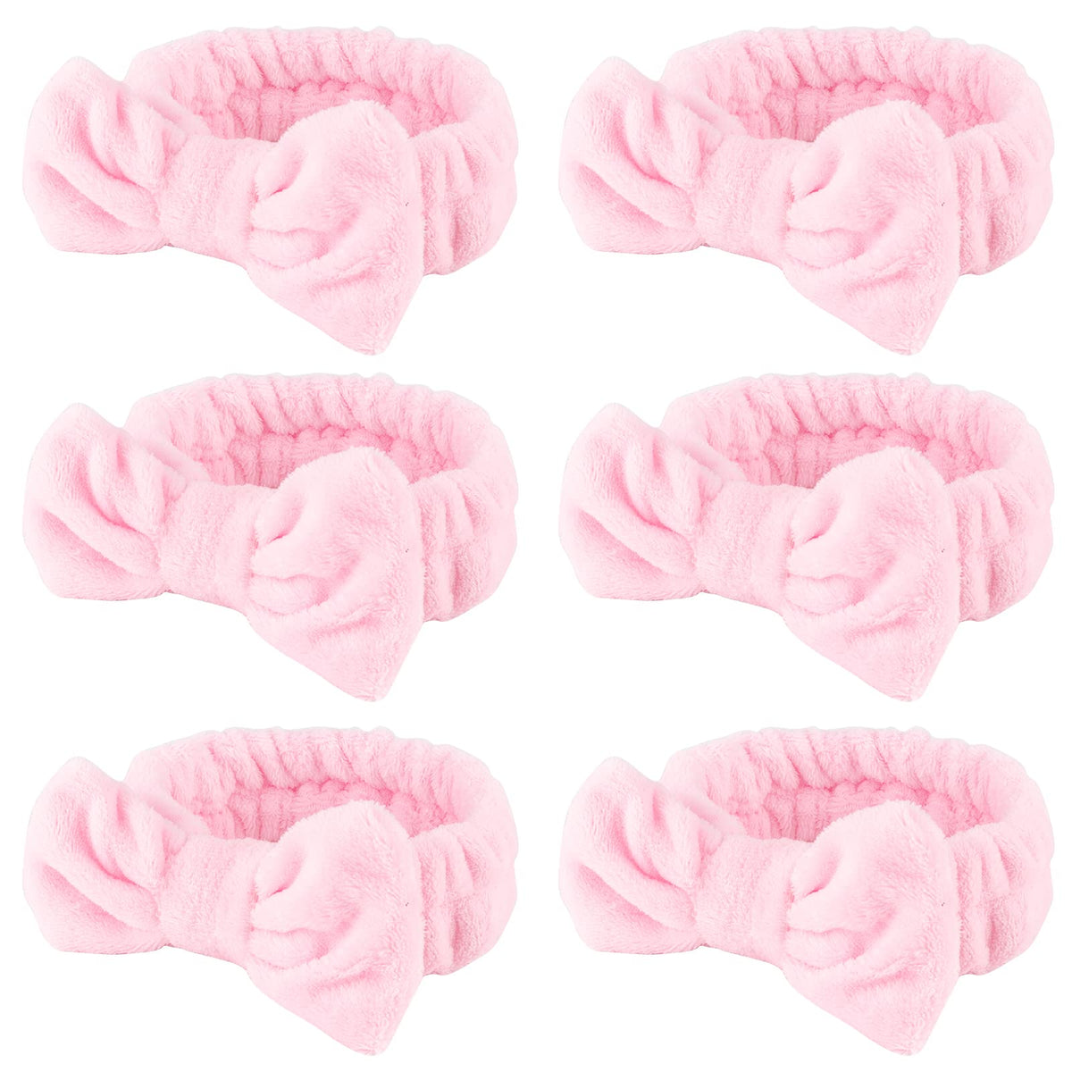 WHAVEL banda spa rosa con lazo para mantener el cabello durante la limpieza facial.
