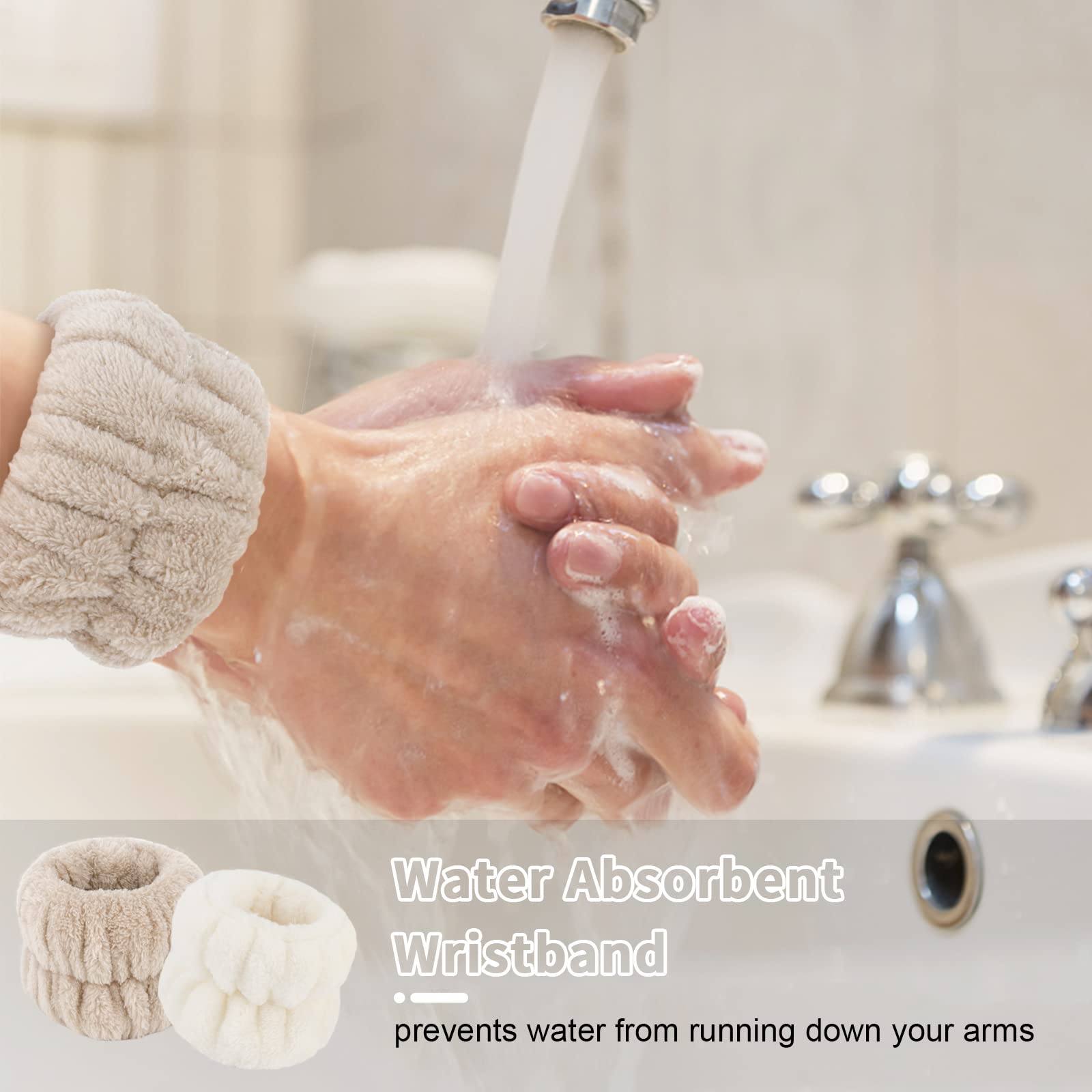 WHAVEL face wristbands absorbent to catch liquids during washing.