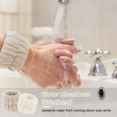 WHAVEL face wristbands absorbent to catch liquids during washing.