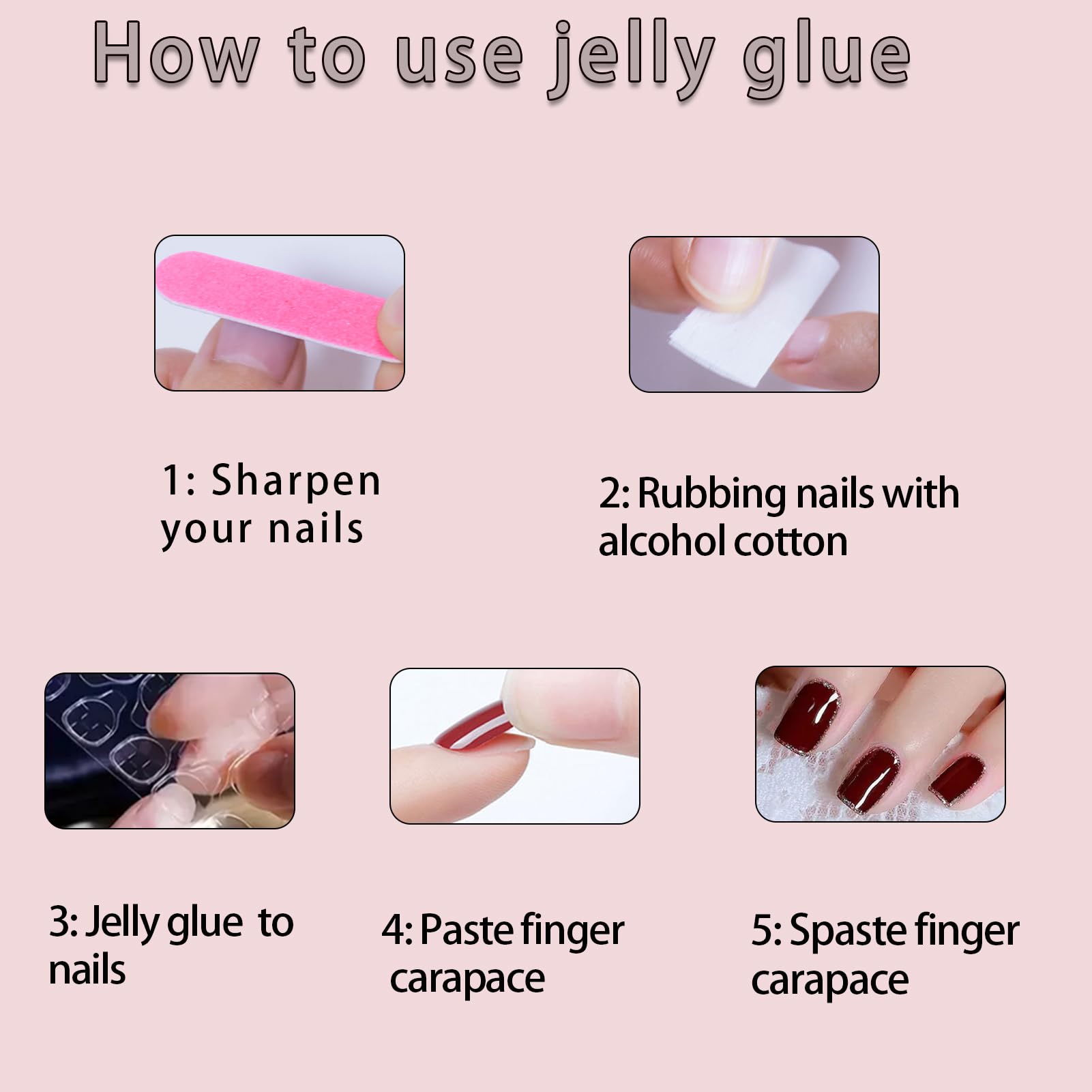 Whiosyrt jelly glue included for reusable nail wear