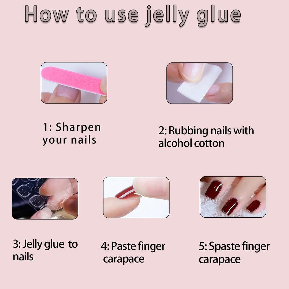 Whiosyrt jelly glue included for reusable nail wear