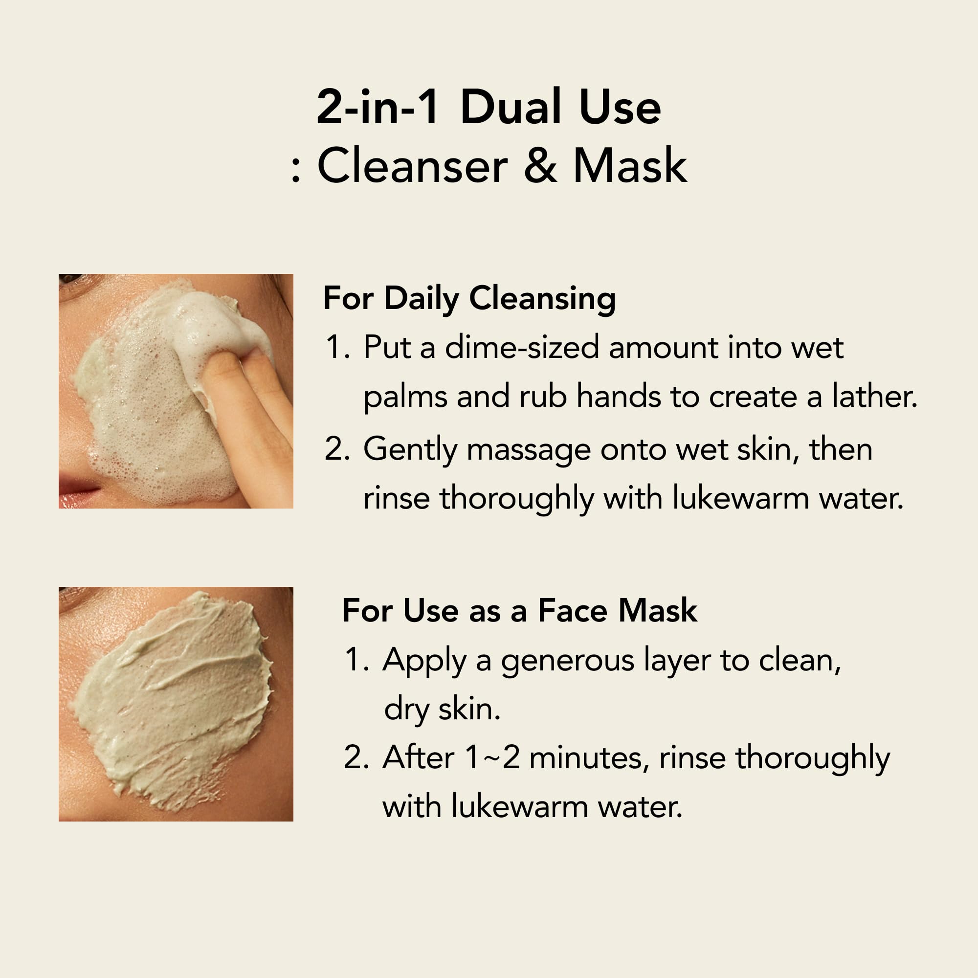 Whipped Semo Face Wash demonstration of mask layering on clean skin.