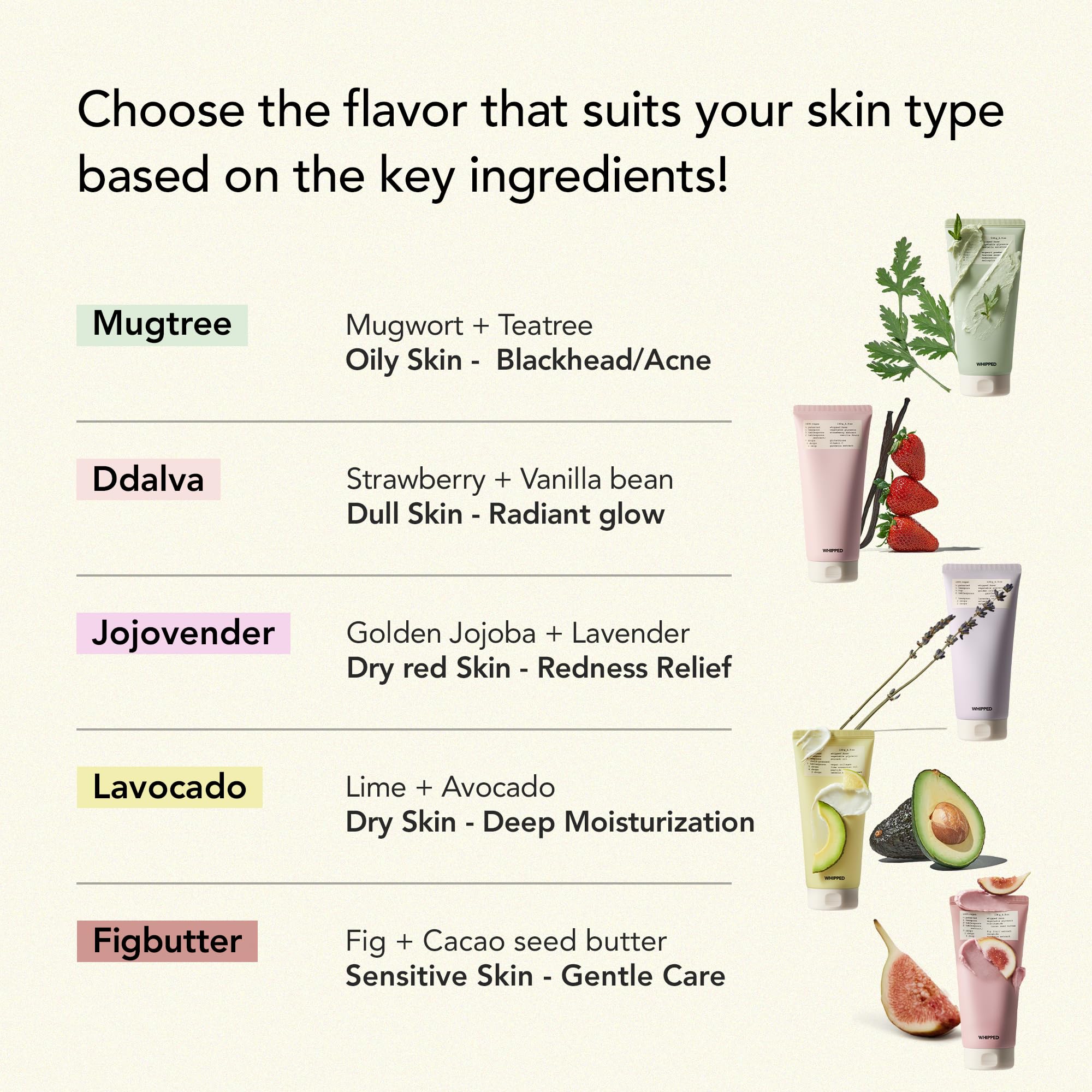 Whipped Semo Face Wash vegan formula packaging emphasizing cruelty-free care.