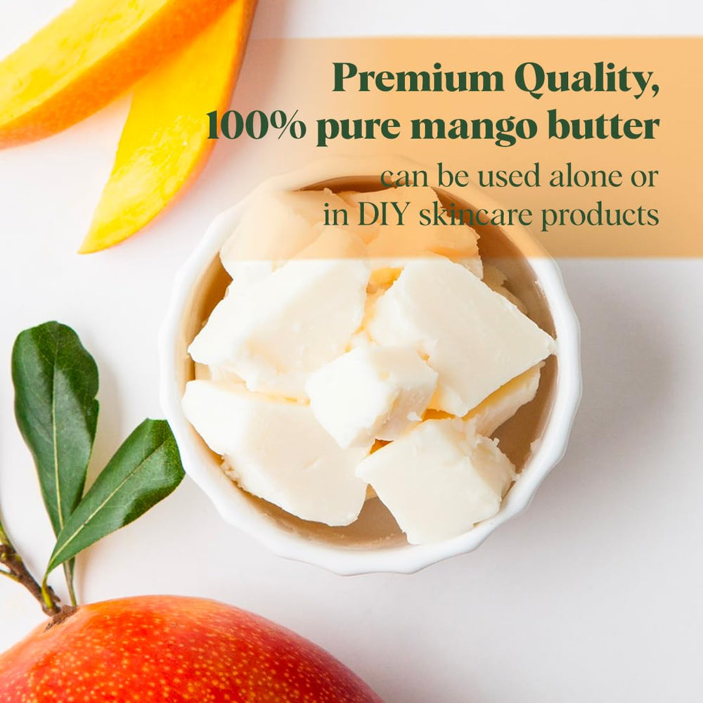 White Naturals mantequilla de mango, aplicación en cabello para brillo y control del frizz.