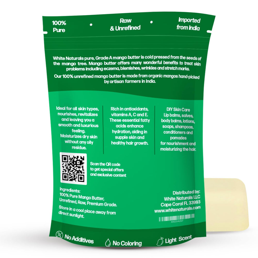 White Naturals mantequilla de mango, envase de 16 onzas para uso duradero.