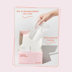 White Rabbit Naked Cotton Classic 100% cotton pads for micellar water and cleansing