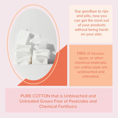 White Rabbit pad demonstrates no lint, ideal for makeup removal.