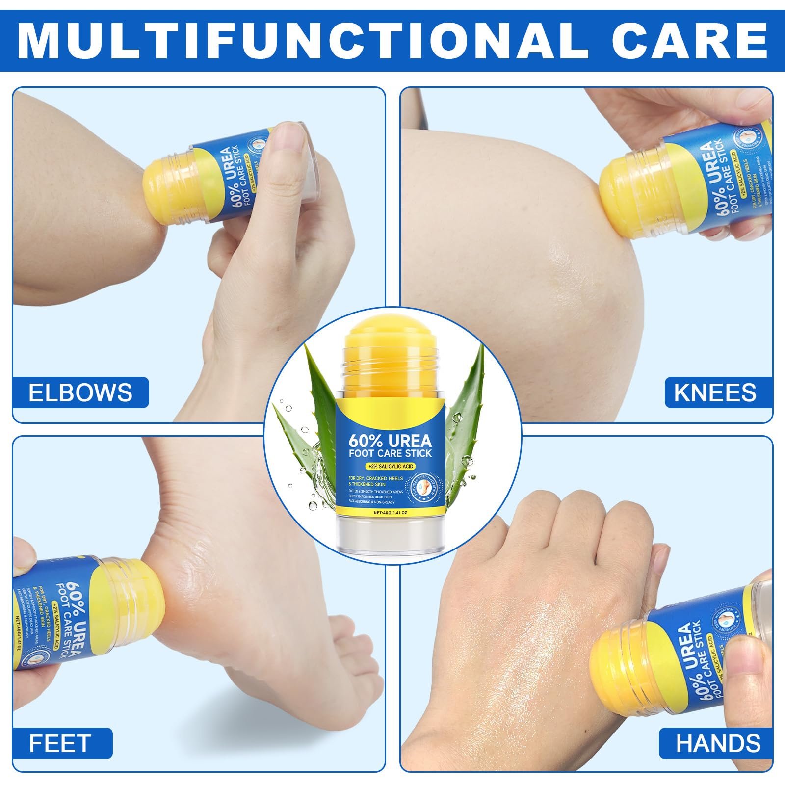 WHLH & WELL-BEING 60% Urea Foot Stick with mess-free packaging