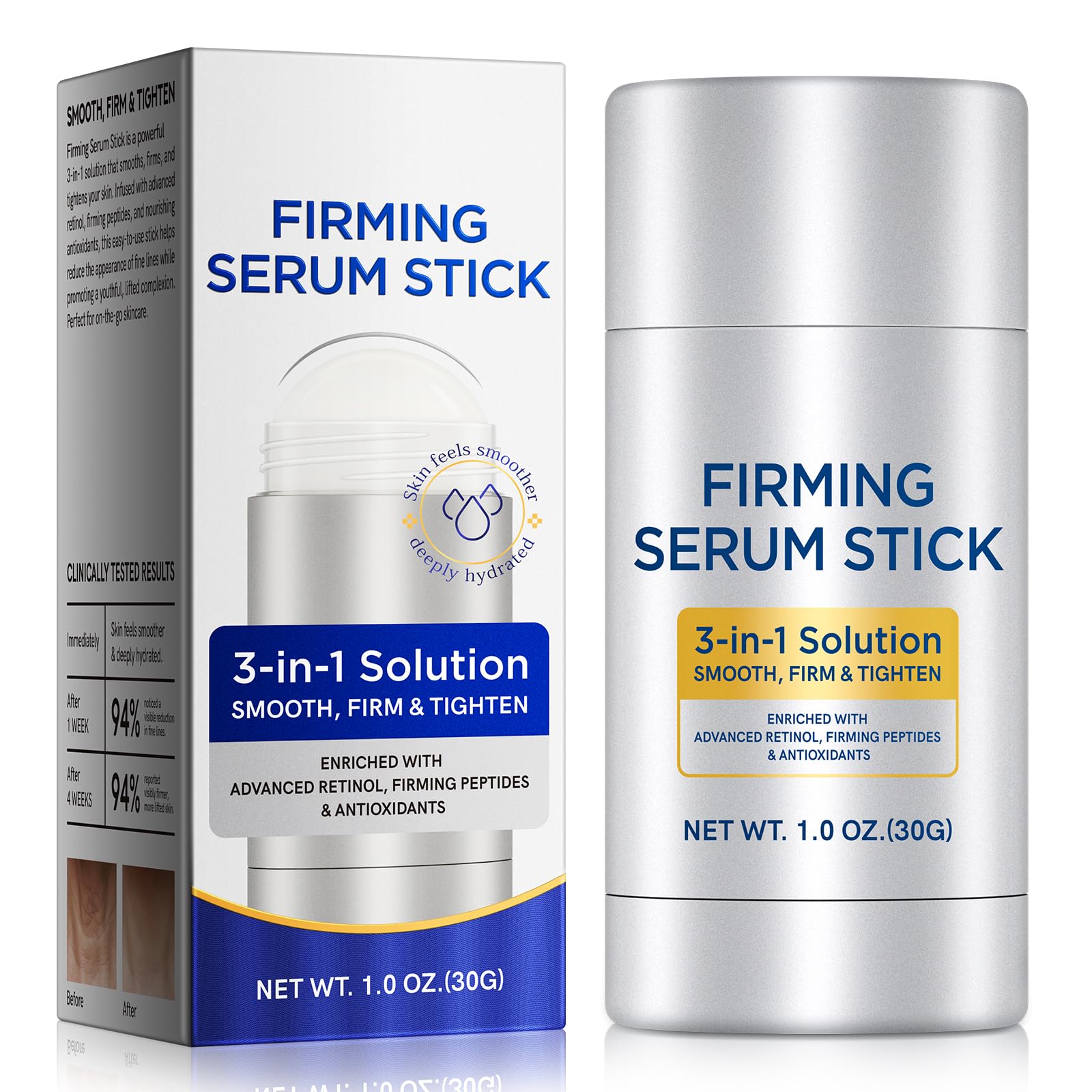 WHLH & Well-Being Retinol Serum Stick on the face for firmer, smoother skin.
