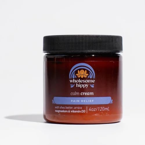 Wholesome Hippy Magnesium Calm Cream packaging shot signals a palm-sized tub ready for daily use.