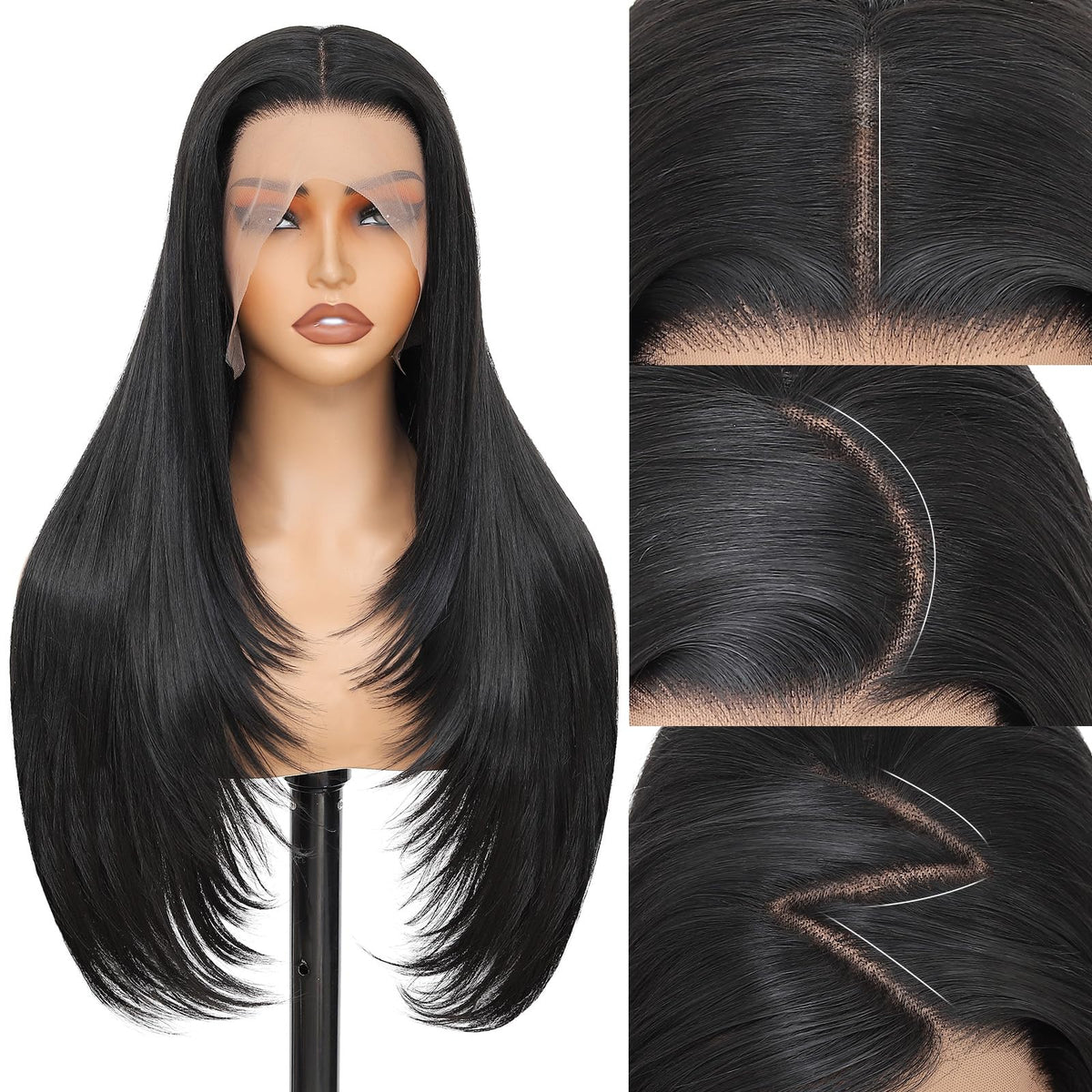 Wigaga synthetic lace front wig with 13x4 HD lace for seamless hairline