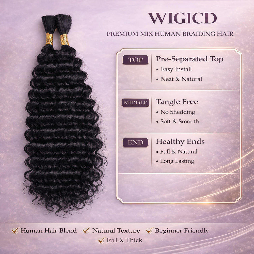 WIGICD 1B deep wave braiding hair adds length and fullness for styles