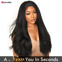 WIGNEE Headband Wig securing details with three combs and elastic bands.