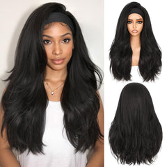 WIGNEE Yaki Curly Headband Wig 26in front view shows full, natural texture for everyday wear.