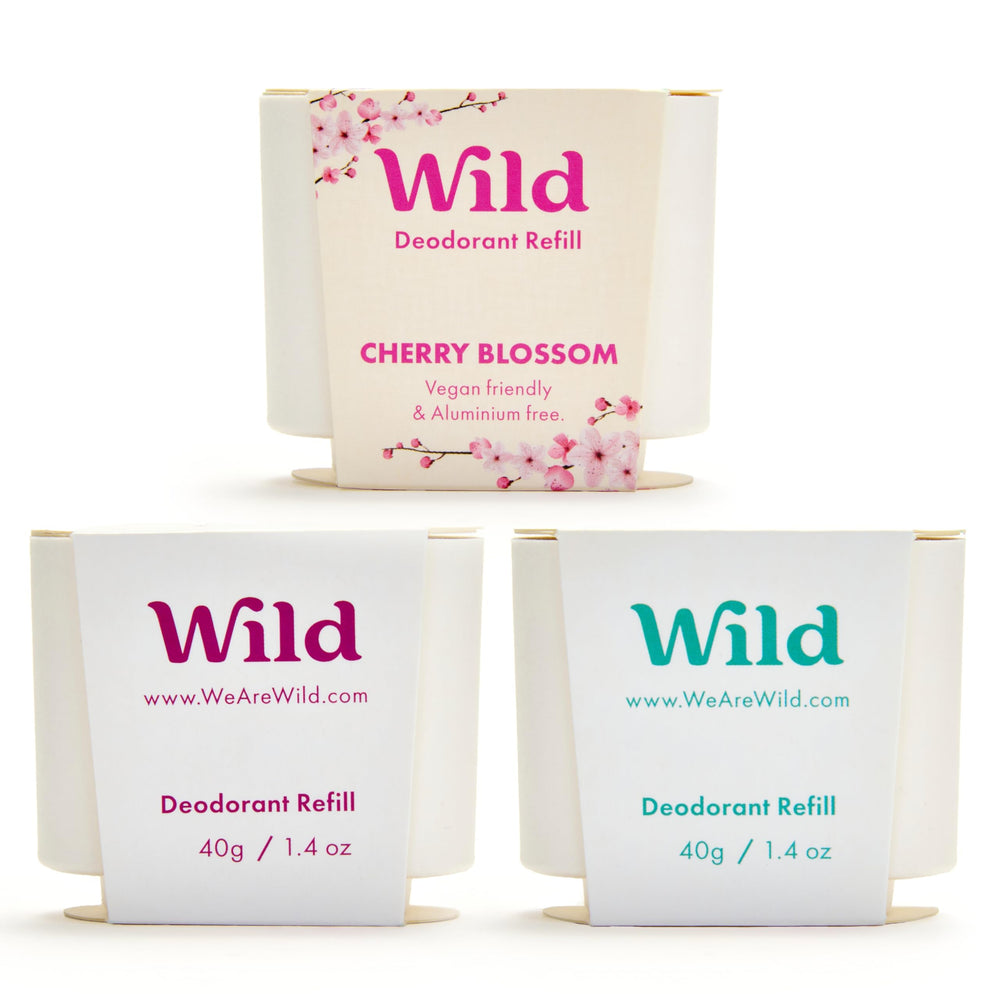 Wild aluminum-free deodorant refill pack cover showing sustainable bamboo design