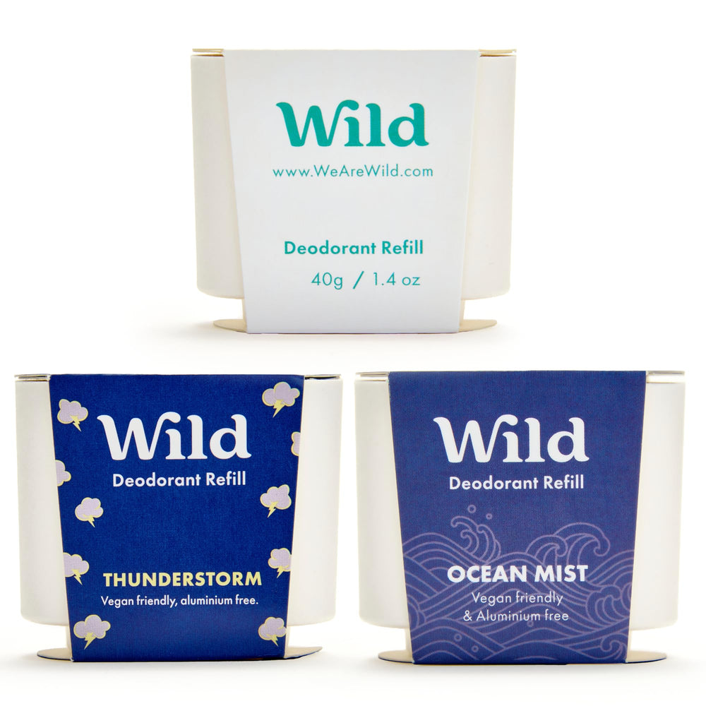 Wild aluminum-free deodorant refill pack demonstrating easy waste reduction.