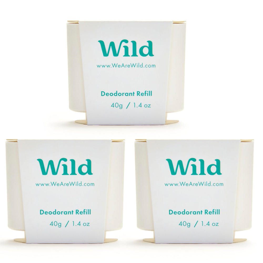 Wild refillable deodorant bottle with Fresh Cotton & Sea Salt for all-day freshness