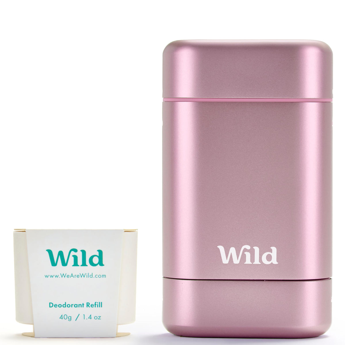 Wild desodorante rosado con funda, aplicador visible para uso diario y frescura