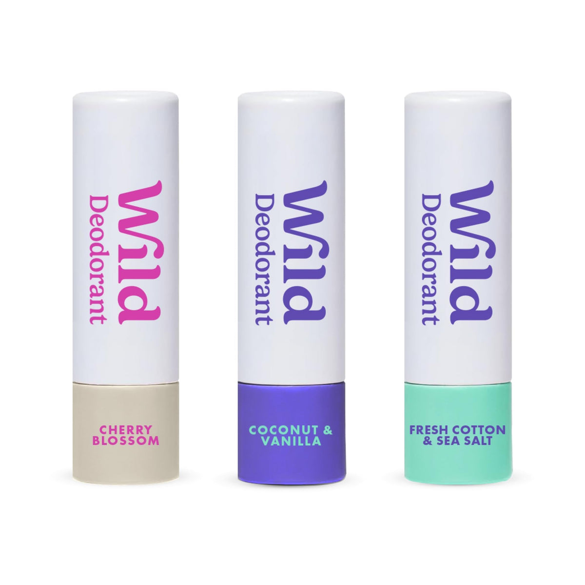 Wild fresh cotton and sea salt mini deodorant for travel and all-day freshness.