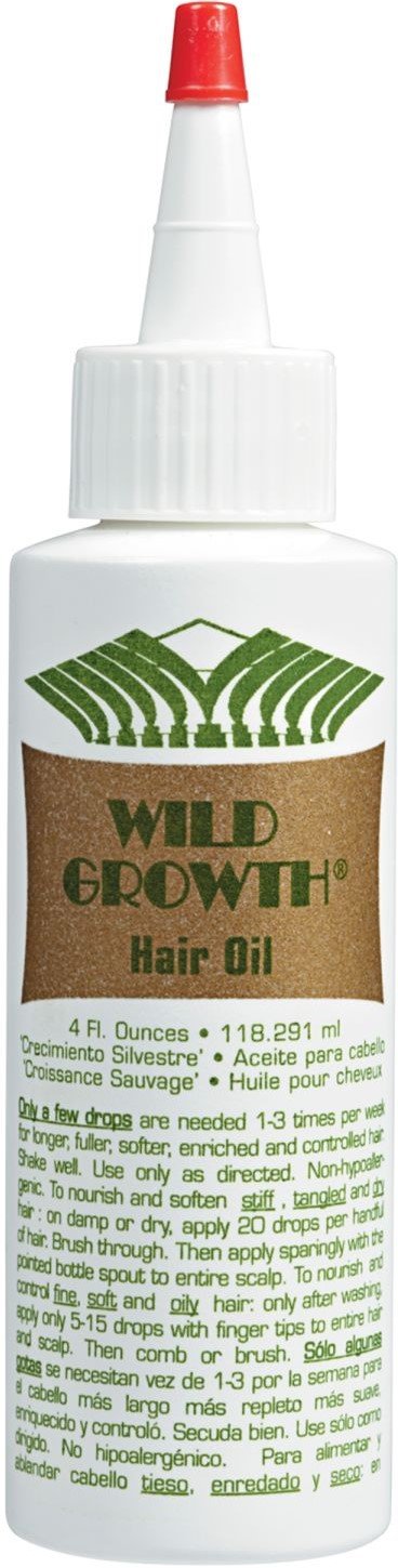 Wild Growth Aceite para cabello: botella de 4 oz con nutrición suave.