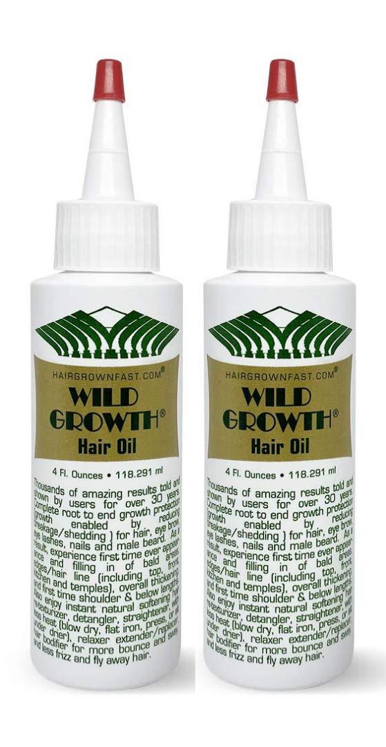 Wild Growth Hair Oil bottle front showing a glossy finish for nourished-looking hair.