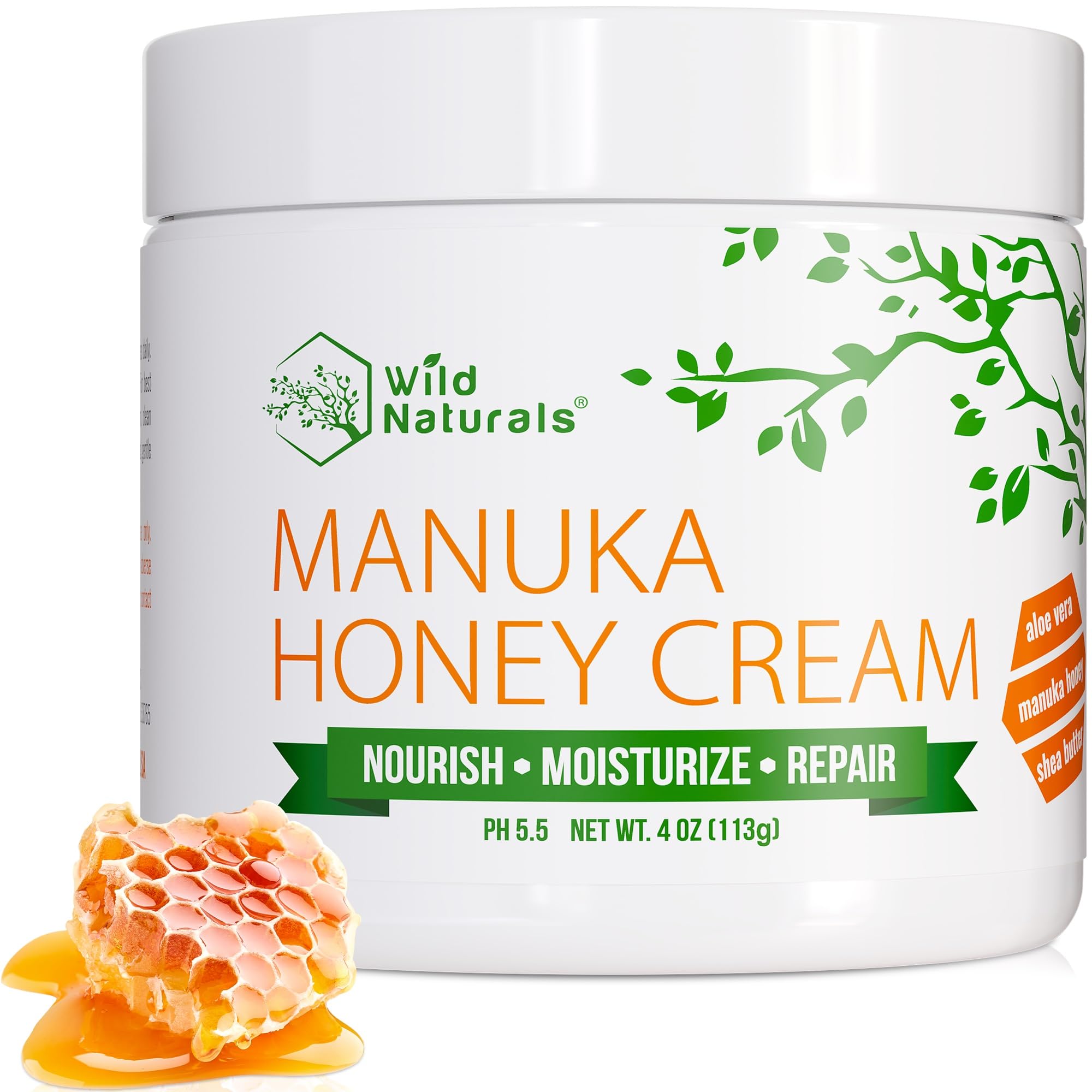 Wild Naturals Miel de Manuka crema hidratante para rostro y cuerpo, calma la piel seca