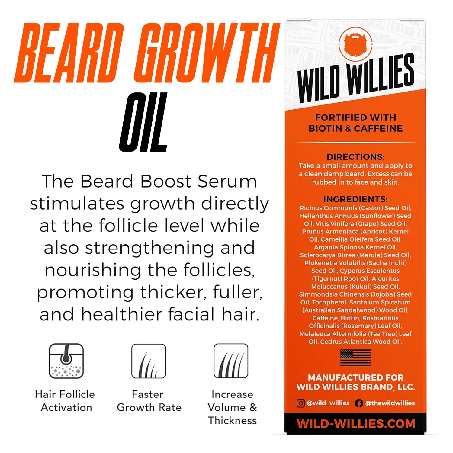Wild Willies Beard Boost Serum pump dispensing for easy daily grooming.