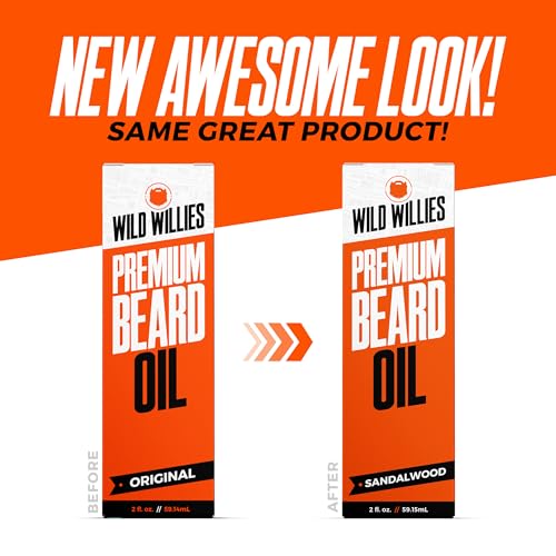 Wild Willies beard oil dropper application shows itch relief potential during grooming.