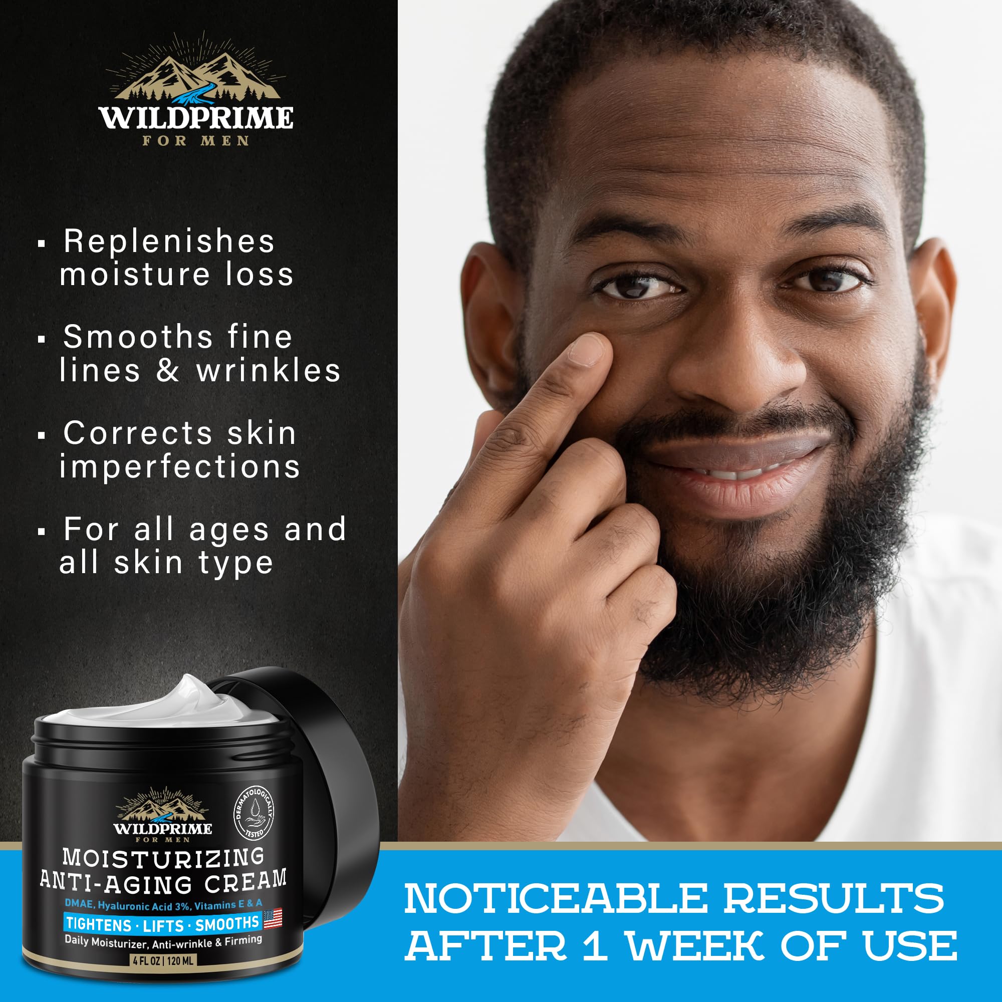 WildPRIME bottle demonstrating shave lotion use during routine