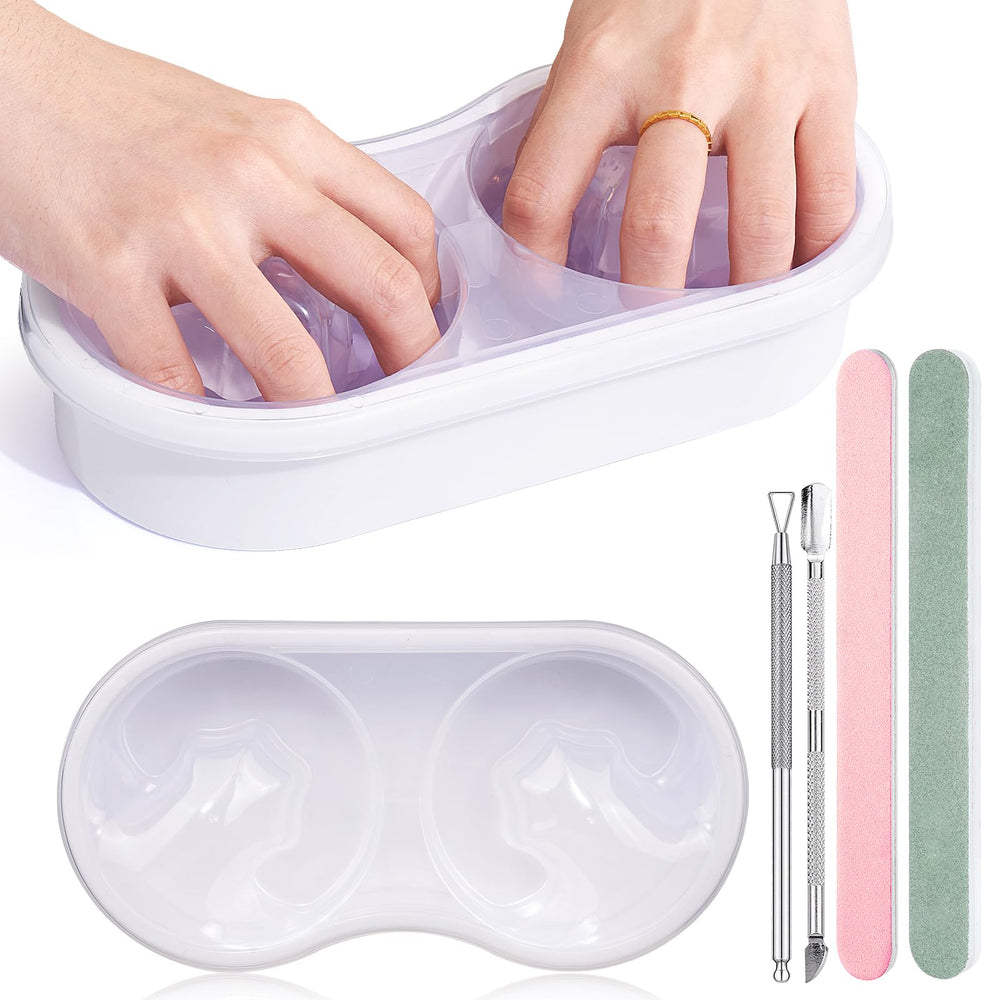 Wilfniee dual nail soaking bowl white front view for faster removal