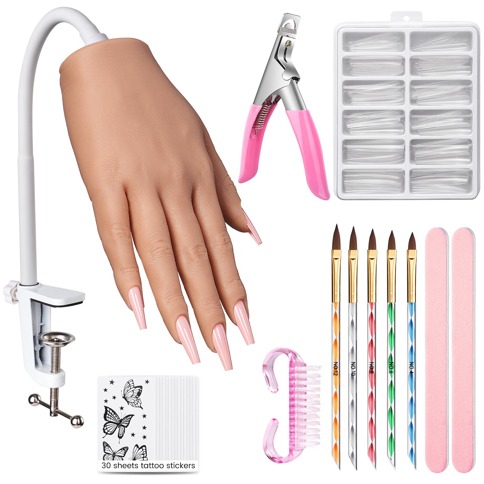 Wilfniee practice hand with realistic silicone for authentic acrylic nail practice sessions