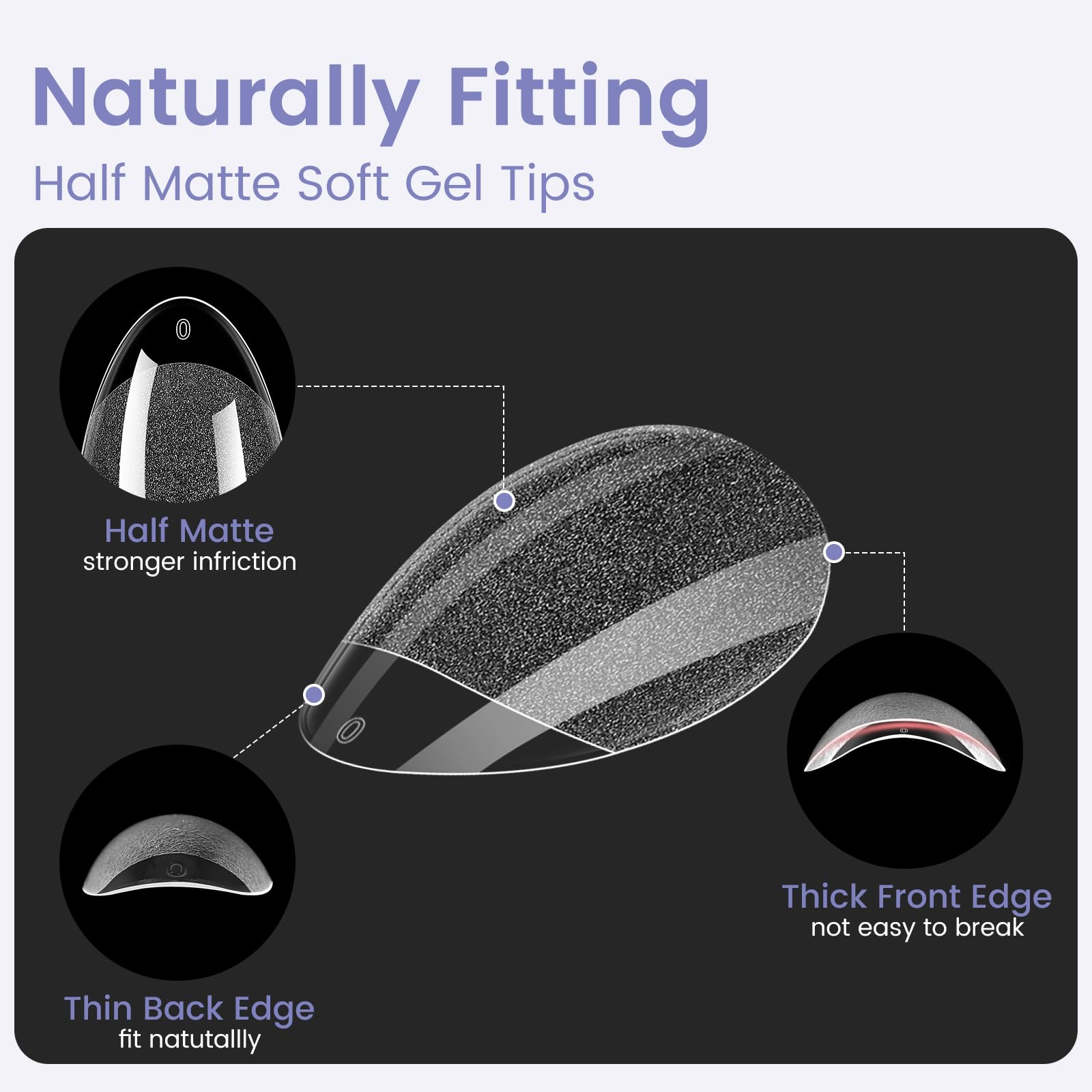 Wilfniee soft gel material nail tips offer comfortable, flexible wear.